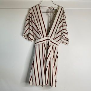 Small backless white and black mini dress